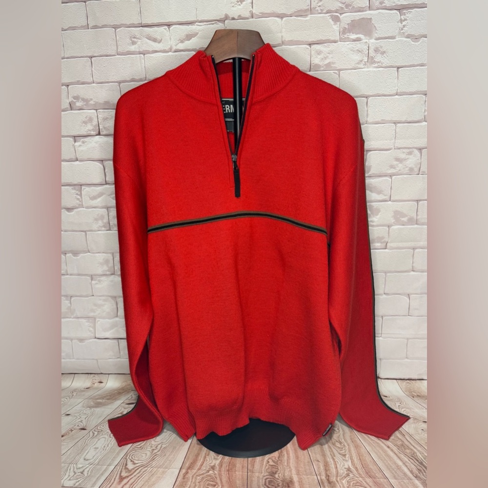 Obermeyer Men's large Red Zip-Up Sweater‎ Alpine Heritage Cabin Core